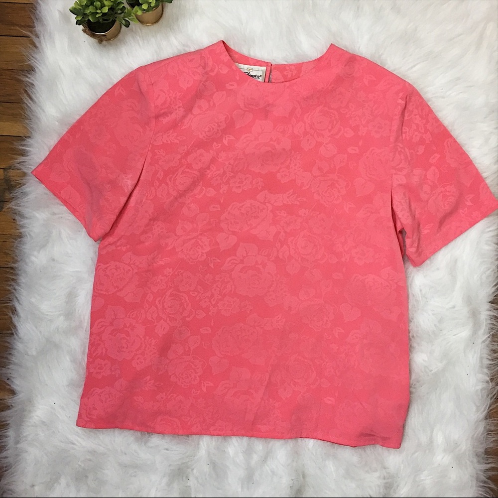 Vintage Worthington Rose Shirt Floral L Blouse EUC
